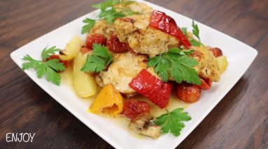 HOW TO BAKE CHICKEN BREAST WITH VEGETABLES | a juicy baked chicken breast black pepper dinner,