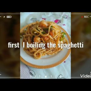 Shrimp spaghetti with veg super yummy 😋👌