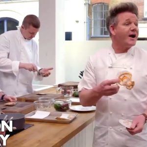 Gordon Ramsay Tries To Teach A Spice Girl How To Cook Scallops
